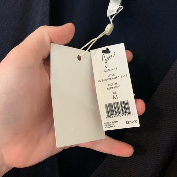 NWT Joie midnight navy blue wrap dress with flounce hem. Size M. - Picture 7 of 7